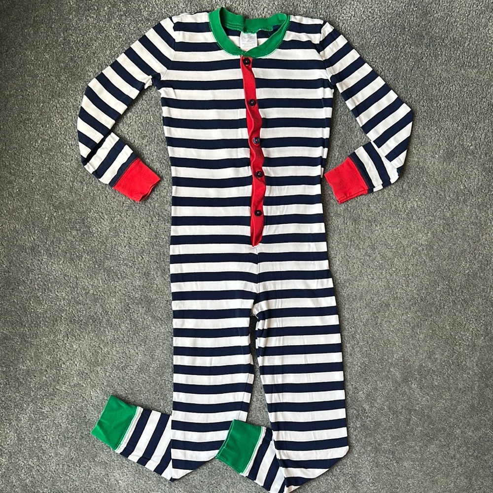 Mini Boden Boys' Navy Striped Cozy Sleep All-In-One Pajamas